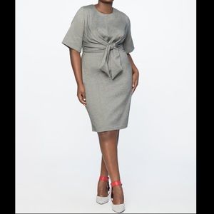 Eloquii gray Tie Front Work Dress shift size 14